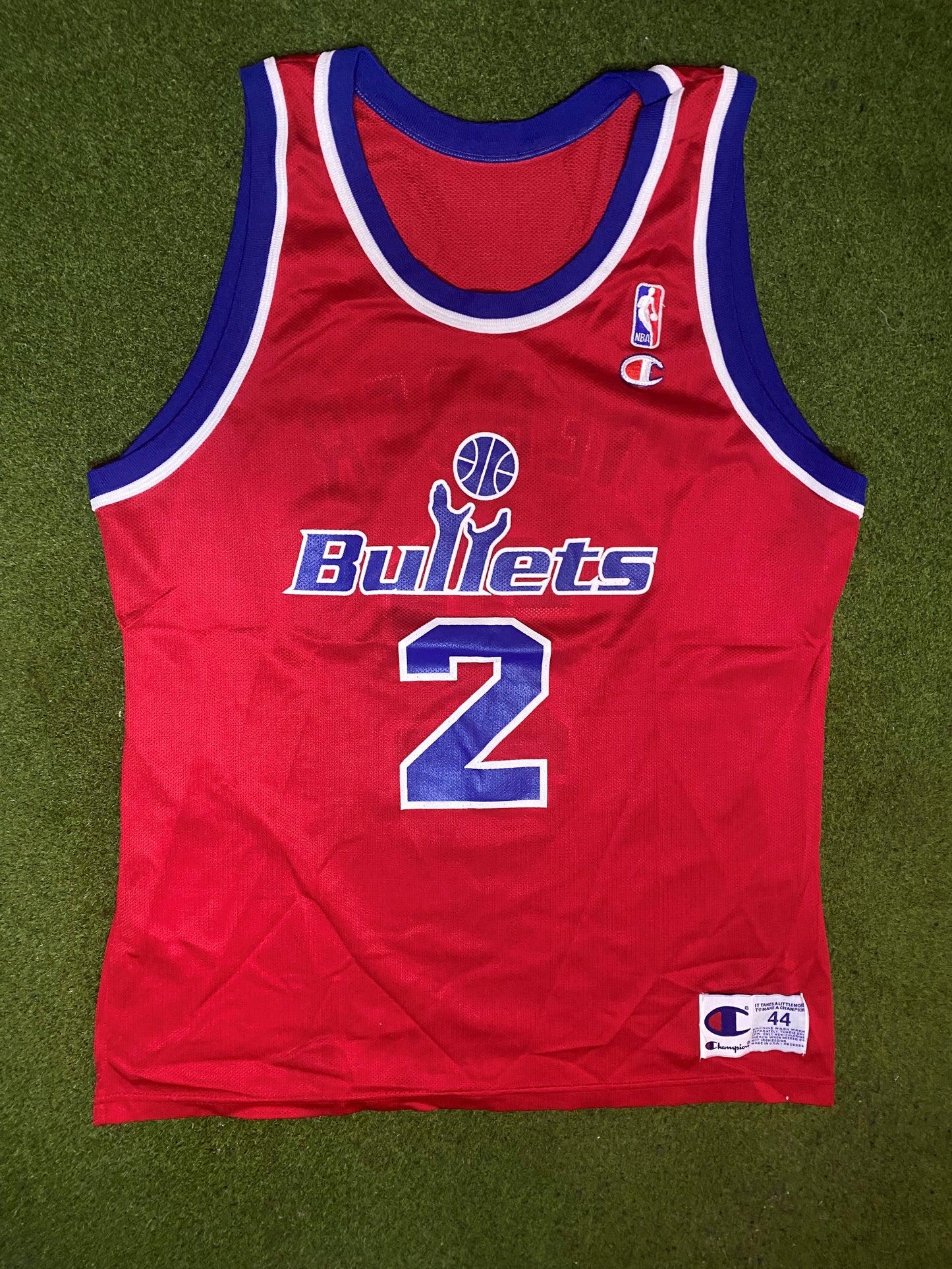 90s Washington Bullets - Chris Webber #2 - Champion - Vintage NBA Jersey (44)