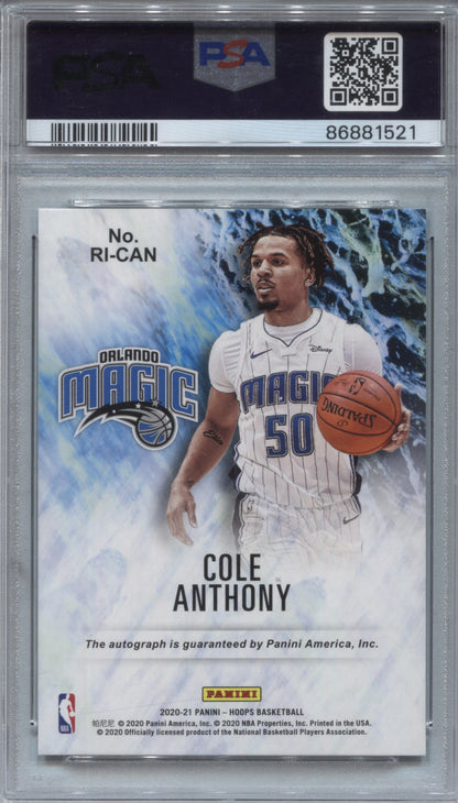 2020-21 Panini Hoops Cole Anthony Rookie Ink Auto #RI-CAN PSA 10