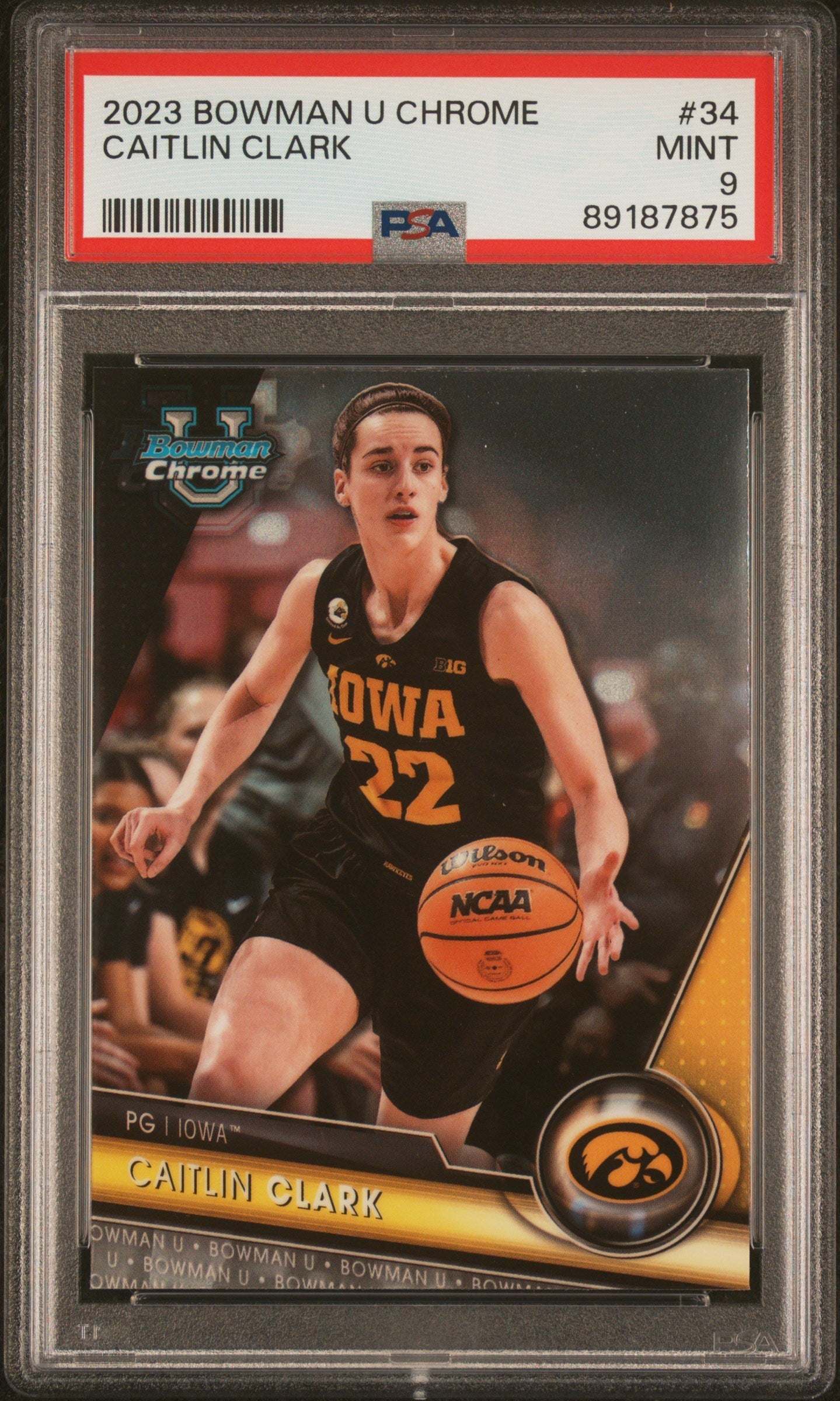Graded 2023 Topps Bowman U Chrome Caitlin Clark #34 Rookie RC Basketball Card PSA 9 Mint