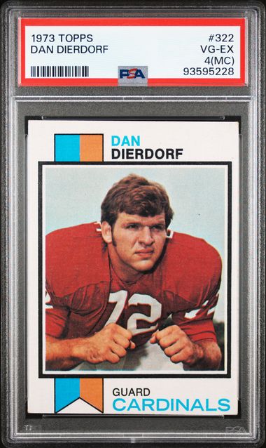 Graded 1973 Topps Dan Dierdorf #322 Rookie RC Football Card PSA 4 VG-EX