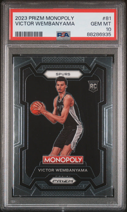 Graded 2023 Panini Prizm Monopoly Victor Wembanyama #81 Rookie RC Basketball Card PSA 10 Gem Mint