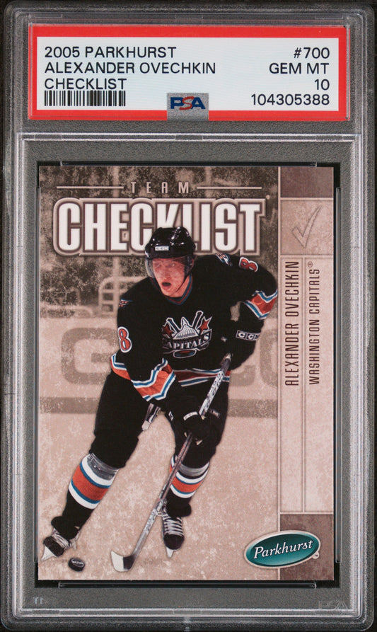 Graded 2005 Upper Deck Parkhurst Alex Ovechkin #700 Checklist Rookie RC Hockey Card PSA 10 Gem Mint