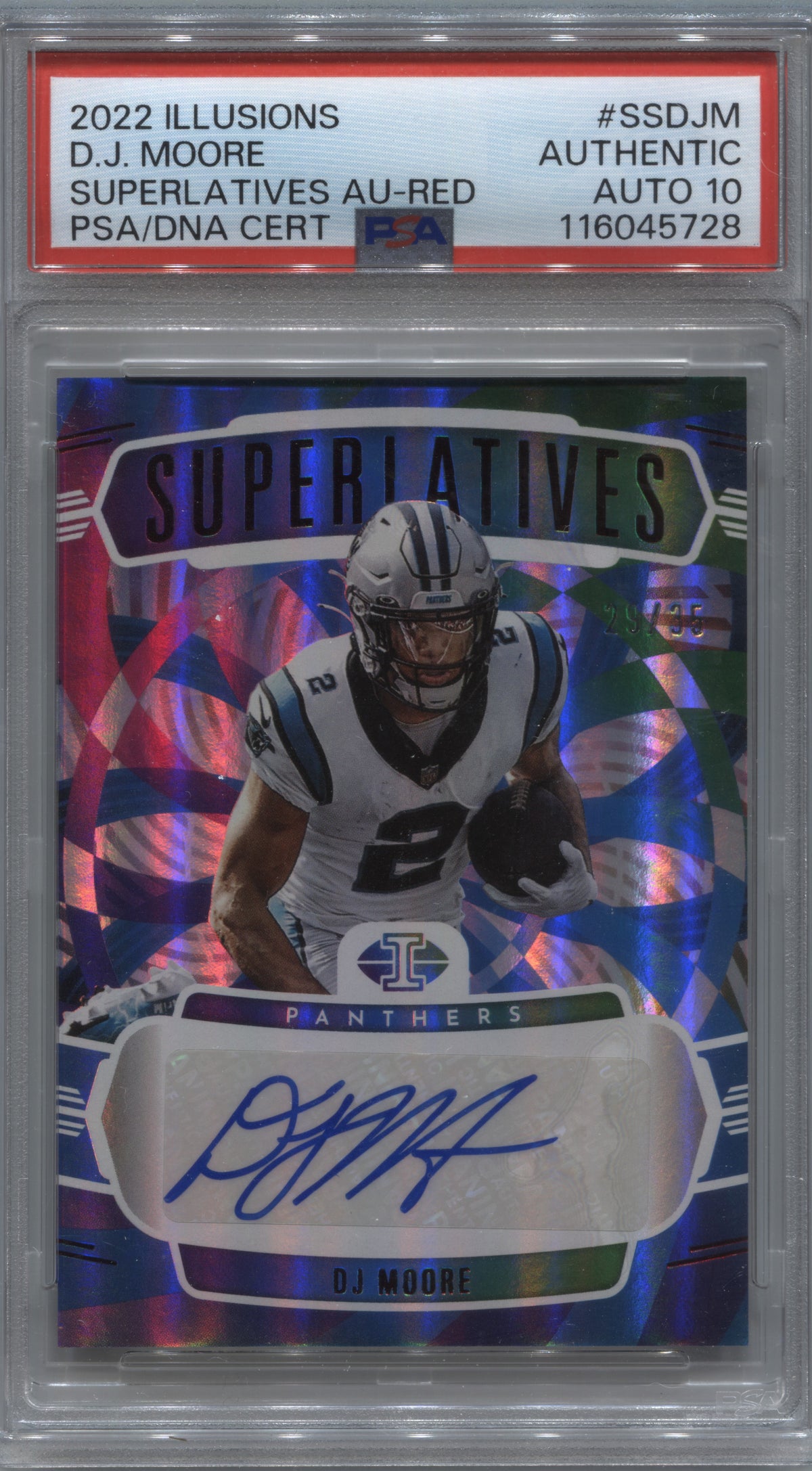 2022 Panini Illusions DJ Moore Superlatives Red /35 PSA Authentic Auto 10