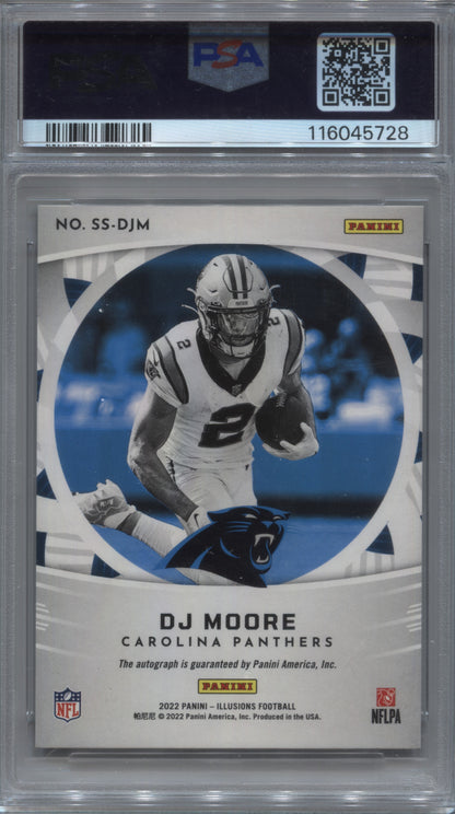 2022 Panini Illusions DJ Moore Superlatives Red /35 PSA Authentic Auto 10