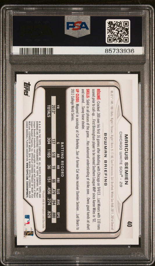 Graded 2014 Topps Bowman Marcus Semien #40 Rookie RC Baseball Card PSA 10 Gem Mint