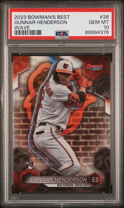 Graded 2023 Topps Bowmans Best Gunnar Henderson #26 Wave Rookie RC Baseball Card PSA 10 Gem Mint