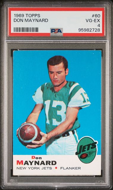 Graded 1969 Topps Don Maynard #60 Football Card PSA 4 VG-EX