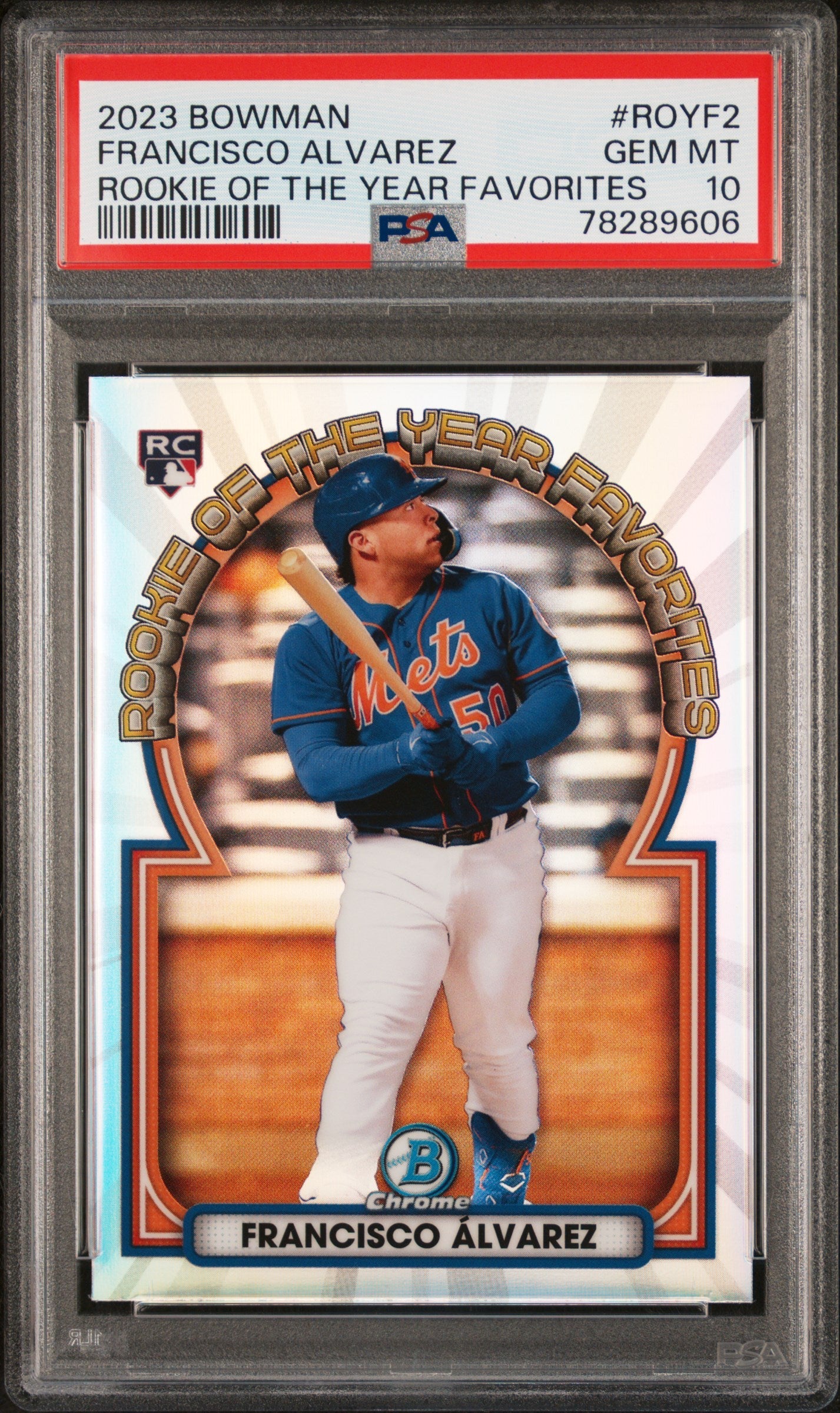 Graded 2023 Topps Bowman Francisco Alvarez #ROYF2 Rookie of the Year Favorites Rookie RC Baseball Card PSA 10 Gem Mint