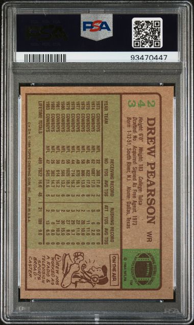Graded 1984 Topps Drew Pearson #243 Football Card PSA 5 Excellent