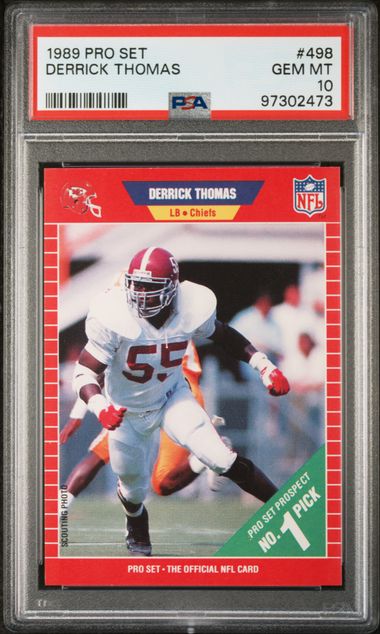 Graded 1989 Pro Set Derrick Thomas #498 Rookie RC Football Card PSA 10 Gem Mint