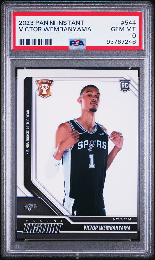 Graded 2023 Panini Instant Victor Wembanyama #544 Rookie RC Basketball Card PSA 10 Gem Mint