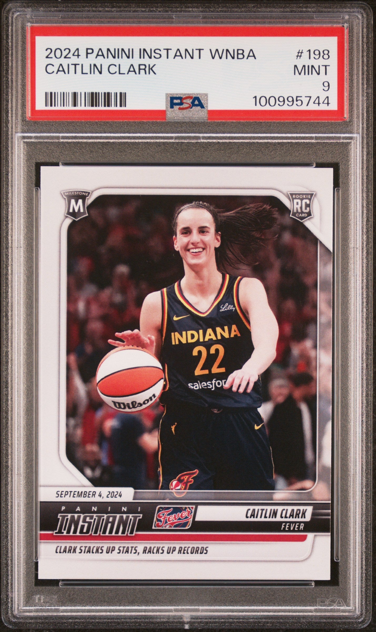 Graded 2024 Panini Instant WNBA Caitlin Clark #198 Rookie RC Basketball Card PSA 9 Mint