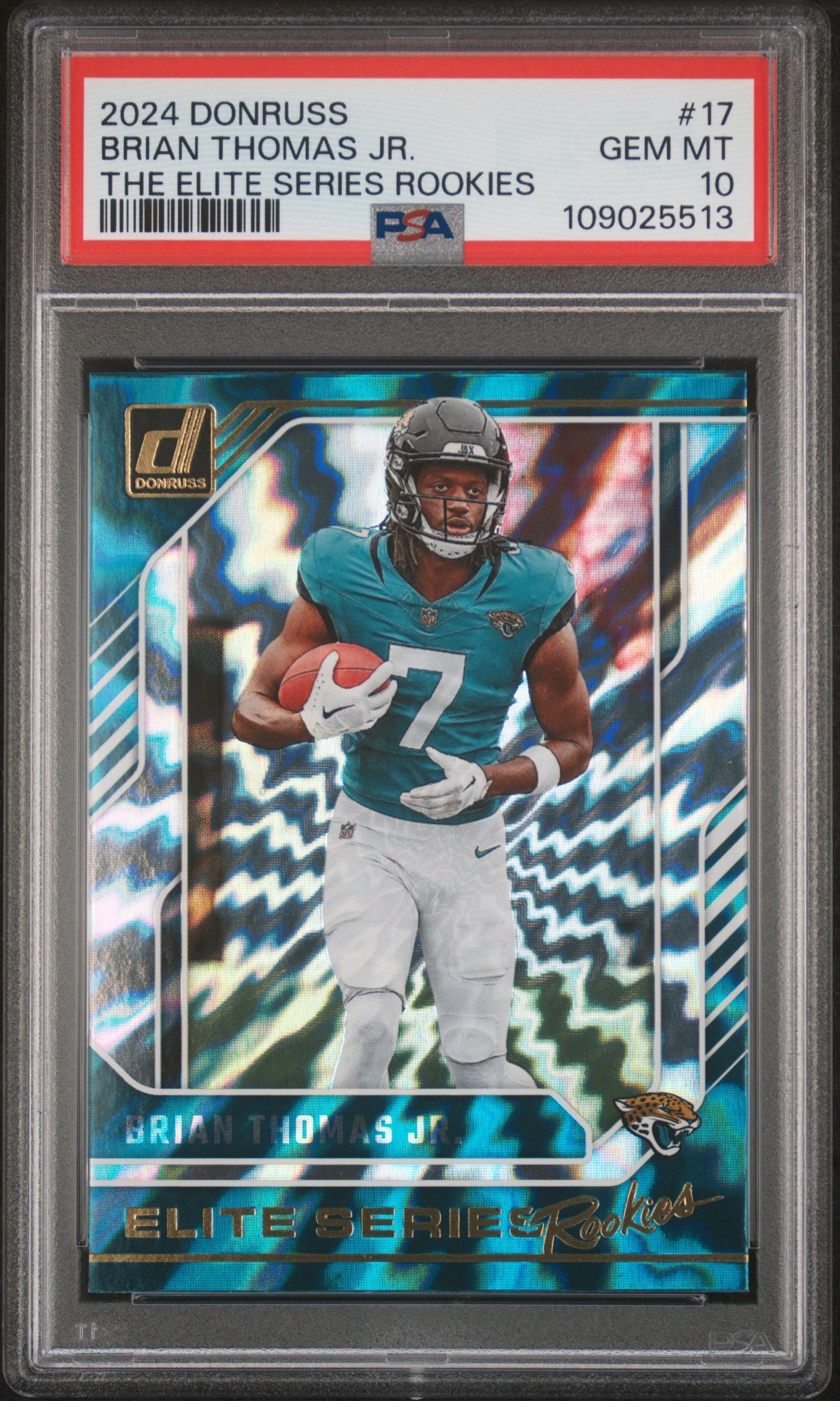 Graded 2024 Panini Donruss Brian Thomas Jr #17 Elite Series Rookies Rookie RC Football Card PSA 10 Gem Mint