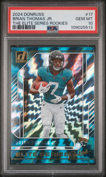 Graded 2024 Panini Donruss Brian Thomas Jr #17 Elite Series Rookies Rookie RC Football Card PSA 10 Gem Mint