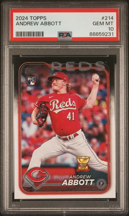 Graded 2024 Topps Andrew Abbott #214 Rookie RC Baseball Card PSA 10 Gem Mint