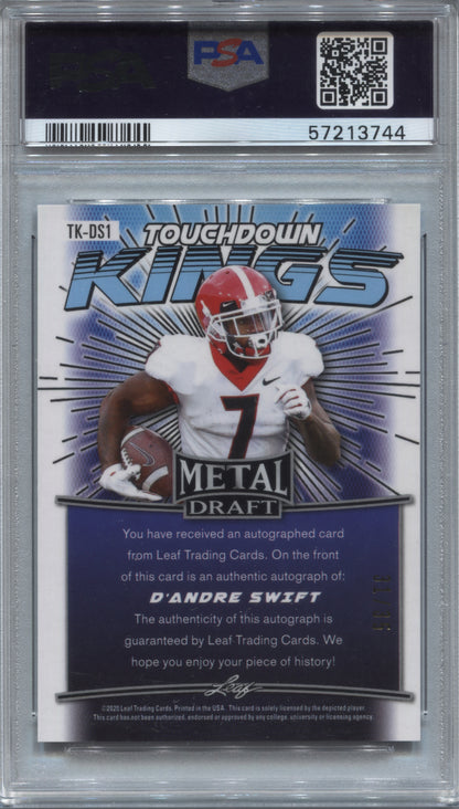 2020 Leaf Metal Draft D'Andre Swift Touchdown Kings Blue Auto /35 PSA 10 Rookie