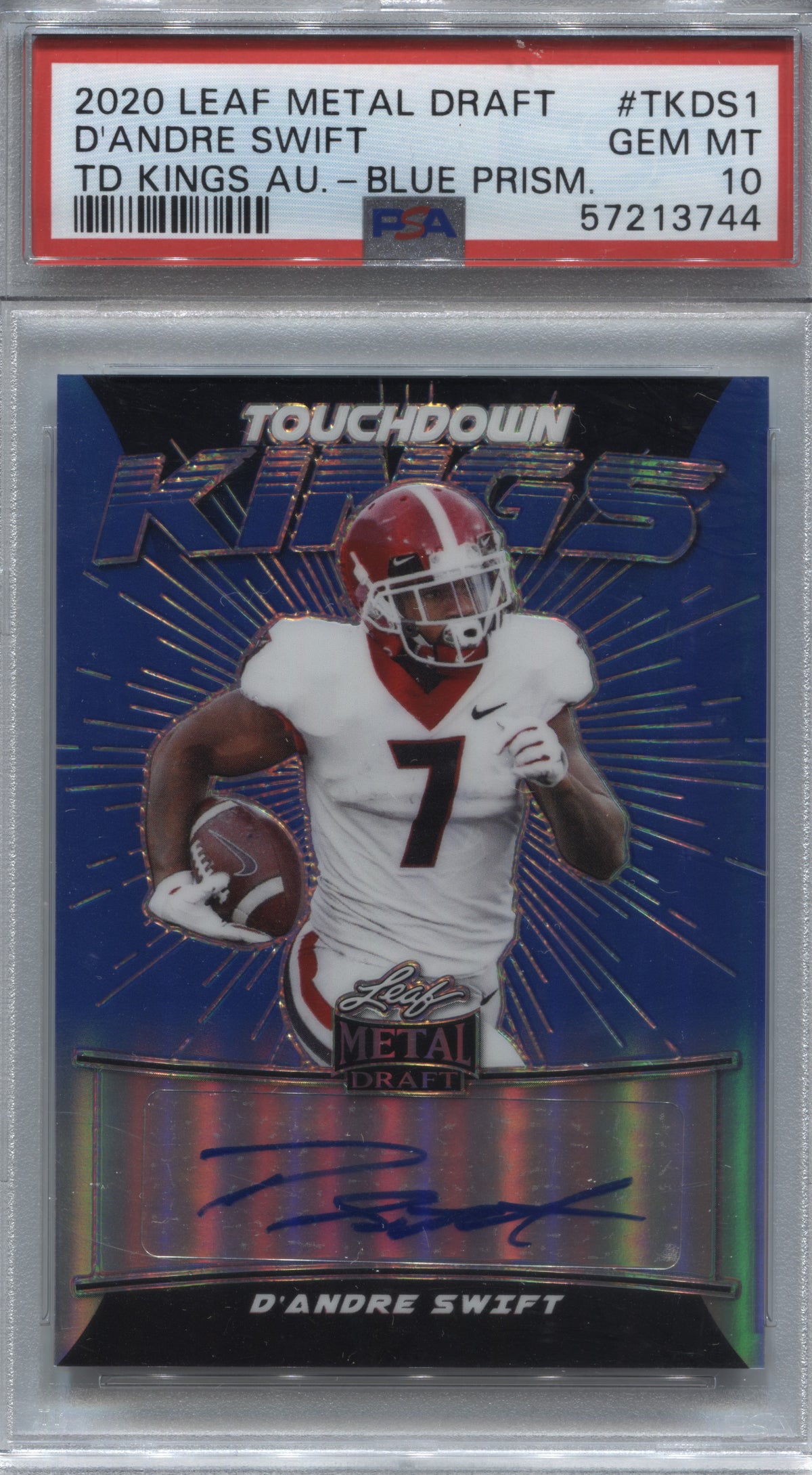 2020 Leaf Metal Draft D'Andre Swift Touchdown Kings Blue Auto /35 PSA 10 Rookie