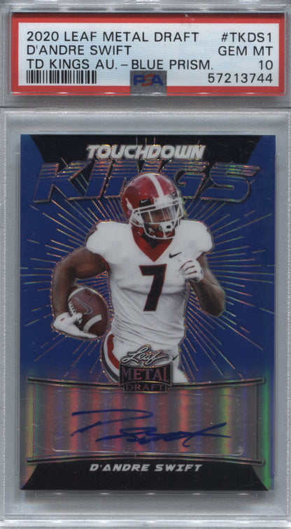 2020 Leaf Metal Draft D'Andre Swift Touchdown Kings Blue Auto /35 PSA 10 Rookie