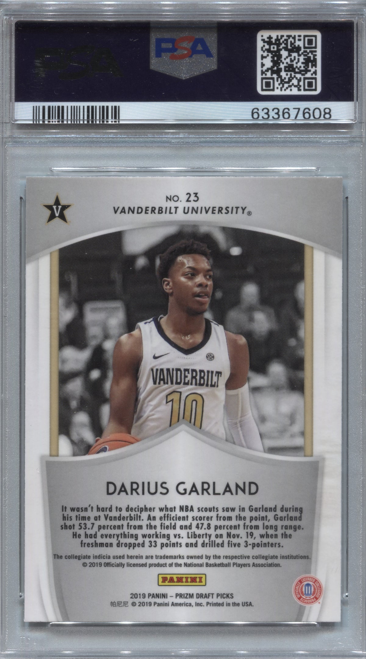 2019-20 Panini Prizm Draft Picks Darius Garland Crusade Rookie #23 PSA 10