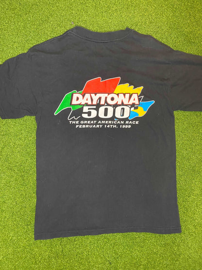 1999 Daytona 500 - Double Sided - Vintage NASCAR Tee Shirt (Medium)