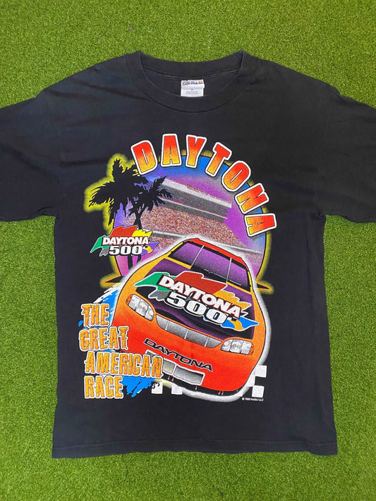 1999 Daytona 500 - Double Sided - Vintage NASCAR Tee Shirt (Medium)