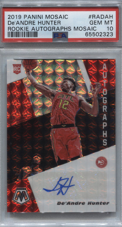 2019-20 Panini Mosaic De'Andre Hunter Rookie Autographs Mosaic #RA-DAH PSA 10