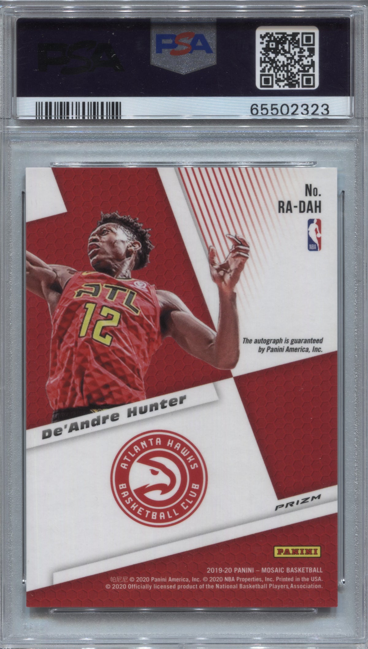 2019-20 Panini Mosaic De'Andre Hunter Rookie Autographs Mosaic #RA-DAH PSA 10
