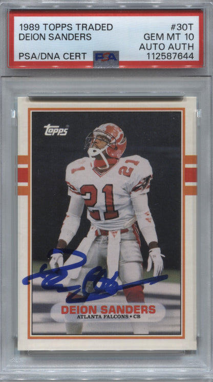1989 Topps Traded Deion Sanders #30T Rookie Signed Auto PSA 10 PSA/DNA