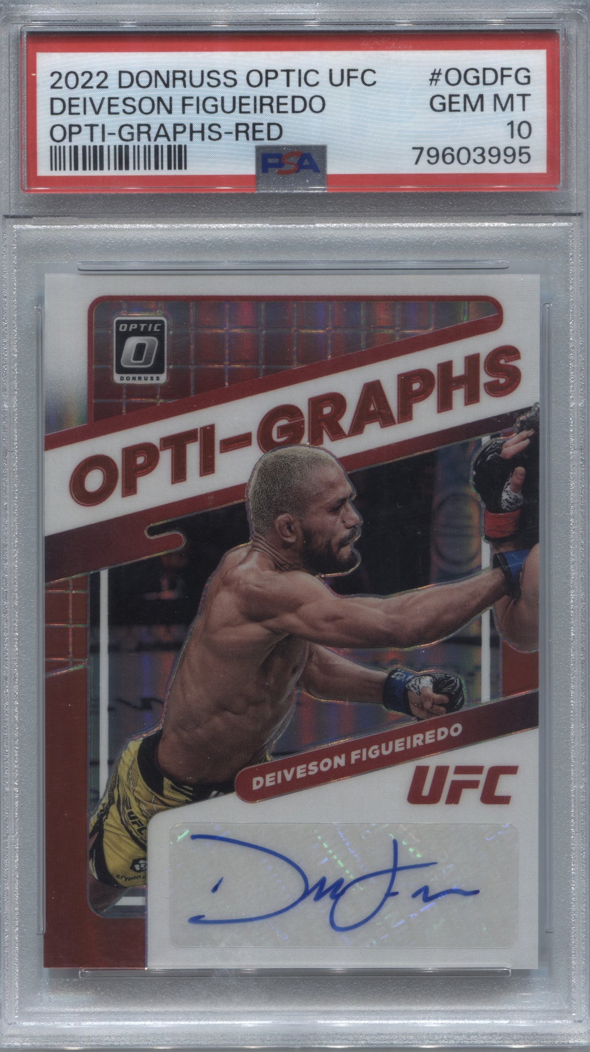 2022 Donruss Optic UFC Deiveson Figueiredo Opti-Graphs Red Auto /49 PSA 10
