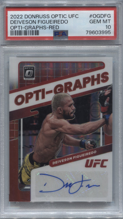 2022 Donruss Optic UFC Deiveson Figueiredo Opti-Graphs Red Auto /49 PSA 10