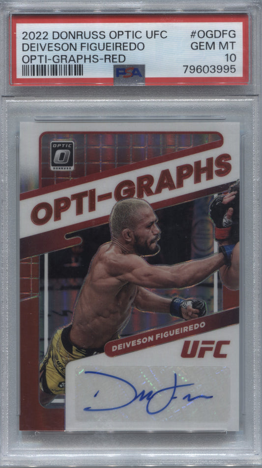 2022 Donruss Optic UFC Deiveson Figueiredo Opti-Graphs Red Auto /49 PSA 10