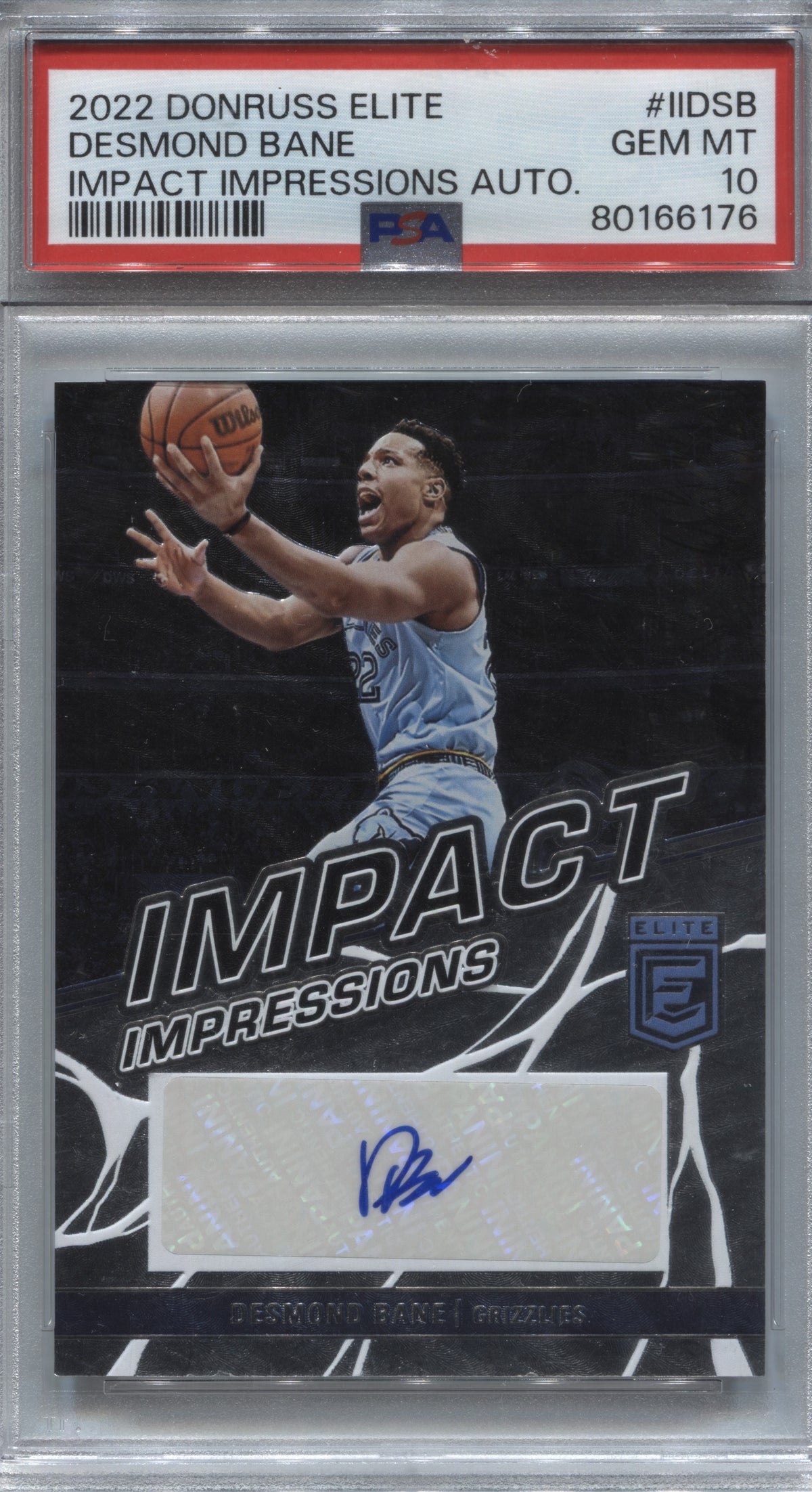 2022-23 Donruss Elite Desmond Bane Impact Impressions Auto PSA 10 Grizzlies