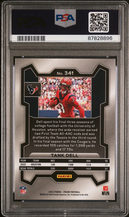 Graded 2023 Panini Prizm Tank Dell #341 Rookie RC Football Card PSA 10 Gem Mint