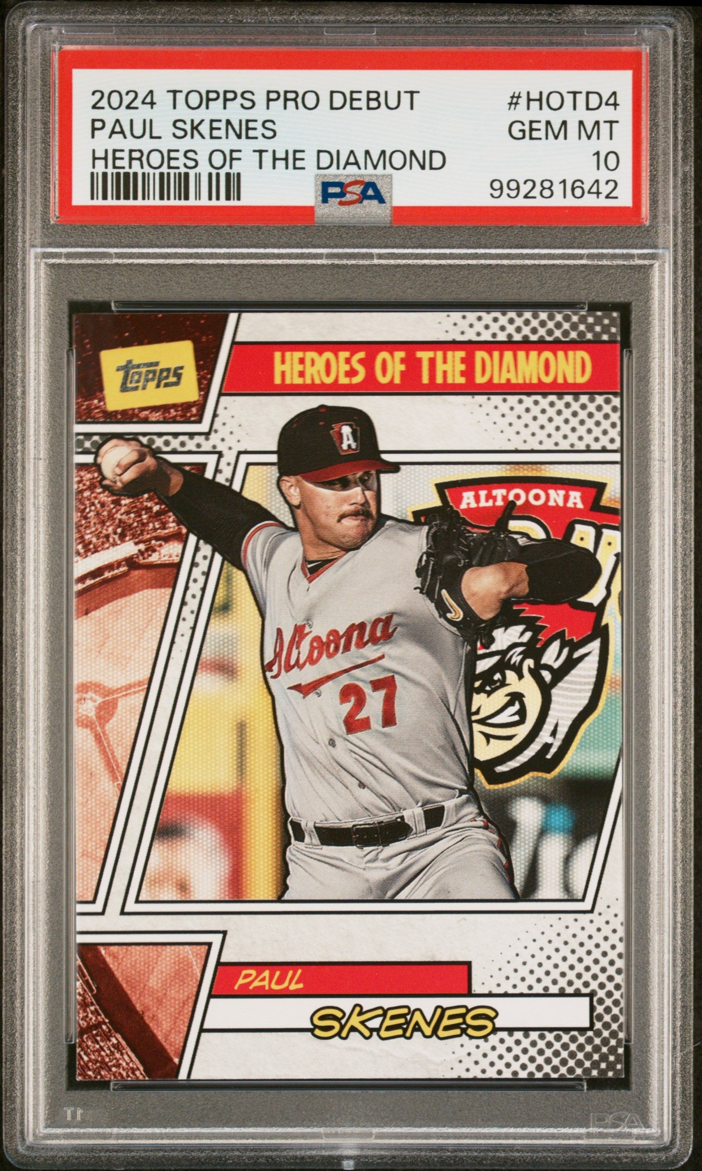 Graded 2024 Topps Pro Debut Paul Skenes #HOTD4 Heros of the Diamond Rookie RC Baseball Card PSA 10 Gem Mint