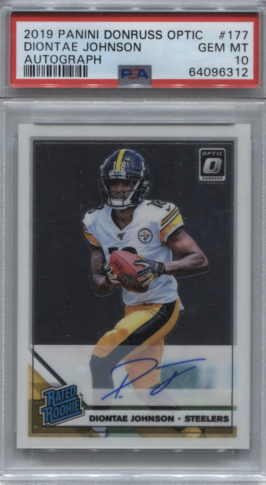 2019 Donruss Optic Diontae Johnson Rated Rookie Auto /150 PSA 10 Steelers