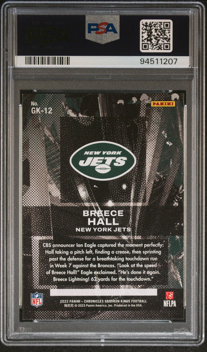 Graded 2022 Panini Chronicles Breece Hall #GK12 Gridiron Kings Rookie RC Football Card PSA 10 Gem Mint
