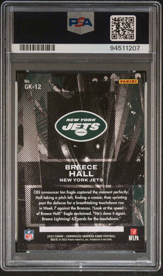 Graded 2022 Panini Chronicles Breece Hall #GK12 Gridiron Kings Rookie RC Football Card PSA 10 Gem Mint
