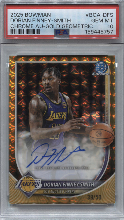 2025-26 Bowman Chrome Dorian Finney-Smith Gold Geometric Auto /50 PSA 10