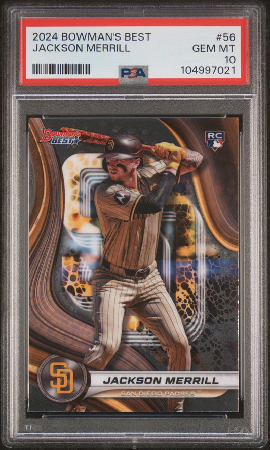 Graded 2024 Topps Bowmans Best Jackson Merrill #56 Rookie RC Baseball Card PSA 10 Gem Mint