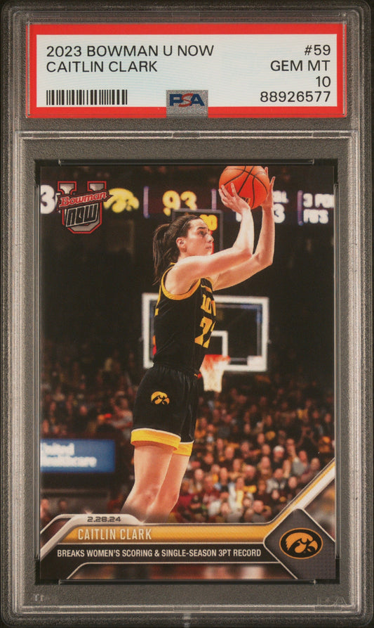 Graded 2023 Topps Bowman U Now Caitlin Clark #59 Rookie RC Basketball Card PSA 10 Gem Mint