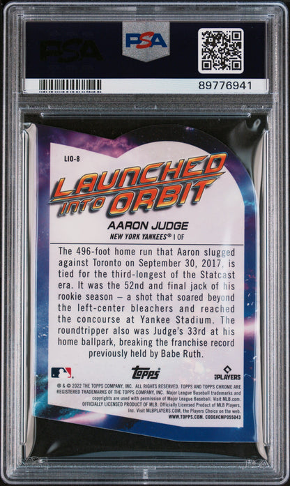 Graded 2022 Topps Cosmic Chrome Aaron Judge #8 Launched Into Orbit Die Cut Baseball Card PSA 10 Gem Mint