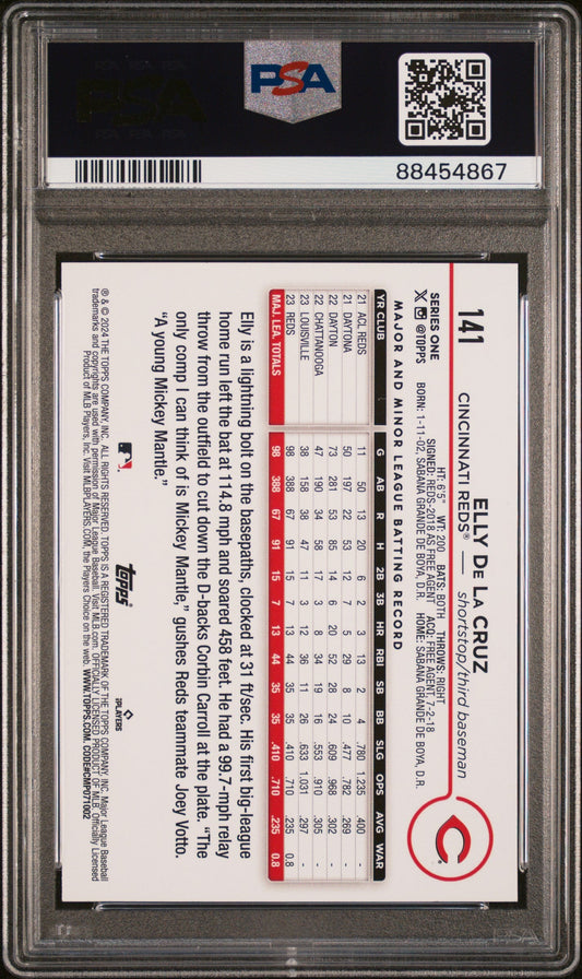 Graded 2024 Topps Elly De La Cruz #141 Rookie RC Baseball Card PSA 10 Gem Mint