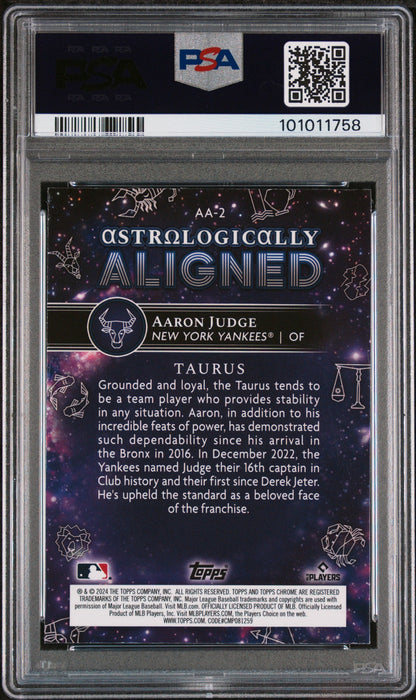 Graded 2024 Topps Chrome Cosmic Aaron Judge #2 Astrologically Aligned Baseball Card PSA 10 Gem Mint