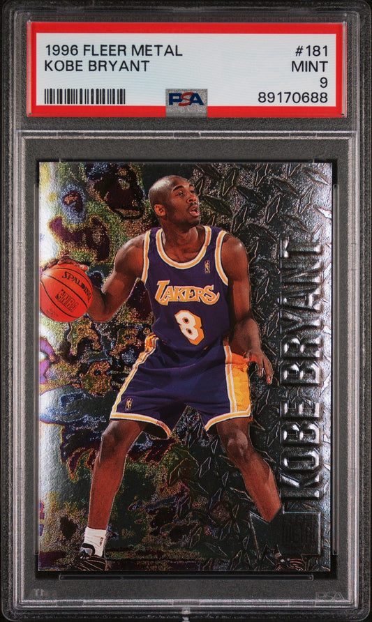 Graded 1996 Fleer Metal Kobe Bryant #181 Rookie RC Basketball Card PSA 9 Mint