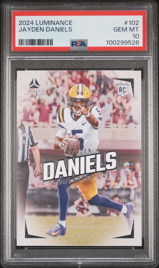 Graded 2024 Panini Luminance Jayden Daniels #102 Rookie RC Football Card PSA 10 Gem Mint