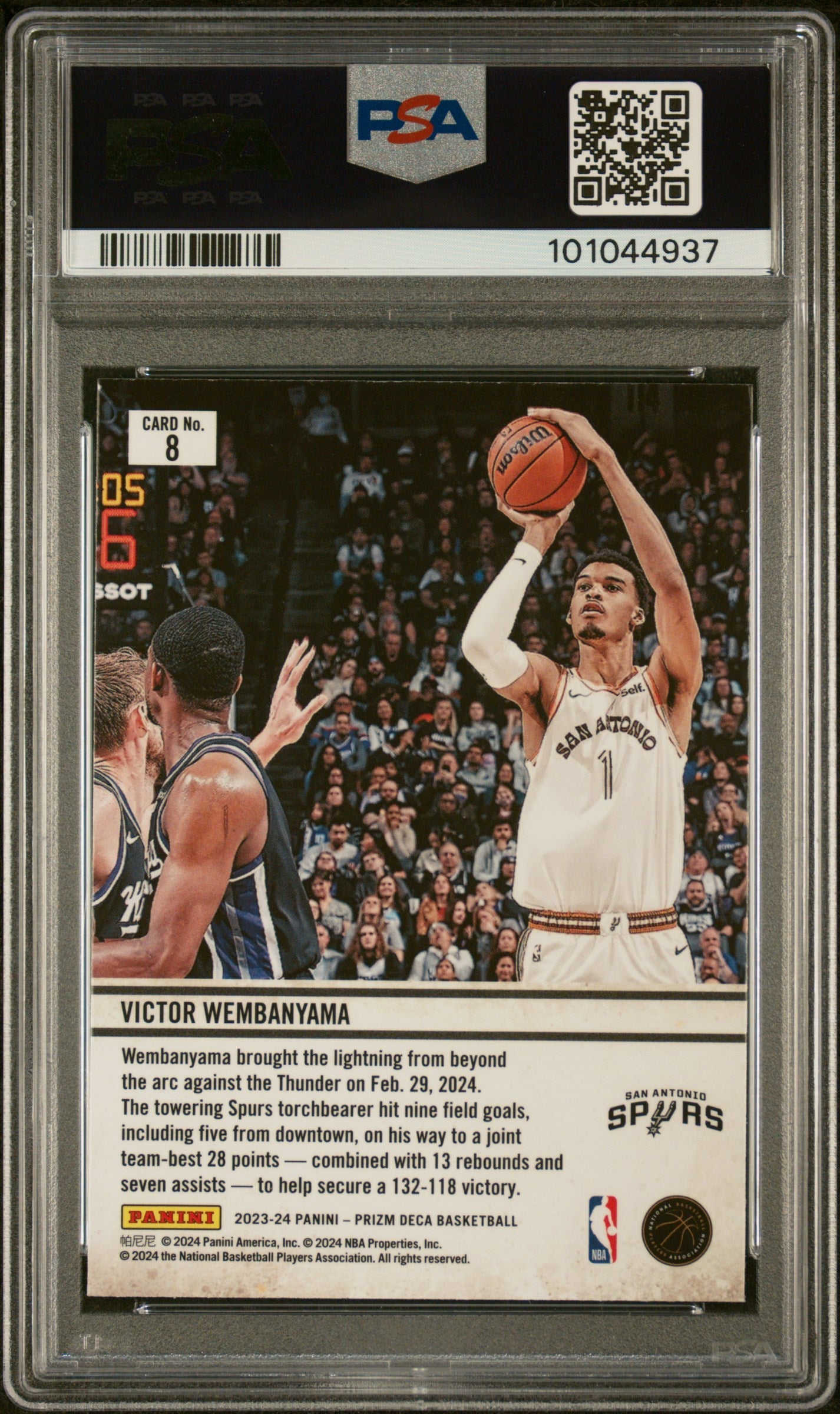 Graded 2023 Panini Prizm Deca Victor Wembanyama #8 Downtown Bound Rookie RC Basketball Card PSA 10 Gem Mint