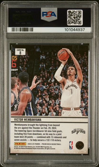 Graded 2023 Panini Prizm Deca Victor Wembanyama #8 Downtown Bound Rookie RC Basketball Card PSA 10 Gem Mint