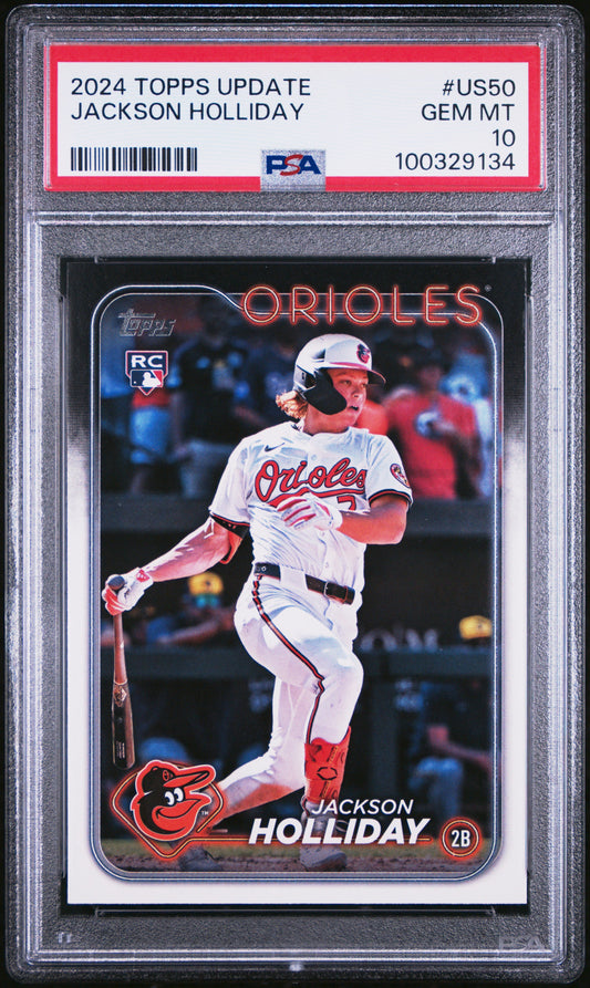 Graded 2024 Topps Update Jackson Holliday #US50 Rookie RC Baseball Card PSA 10 Gem Mint