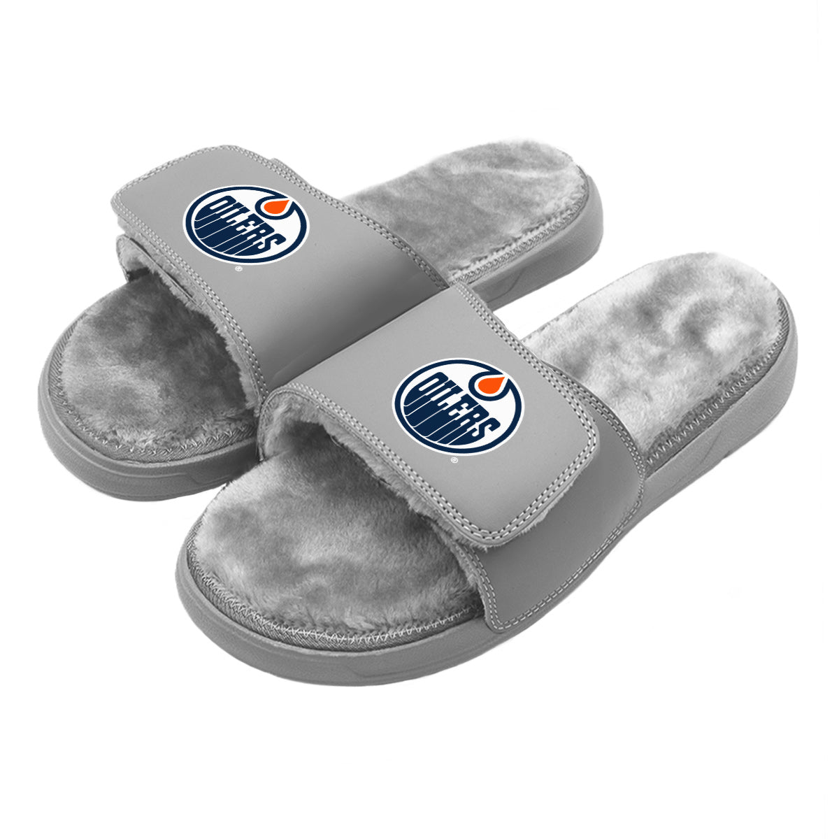 Edmonton Oilers Primary Grey Fur Slides