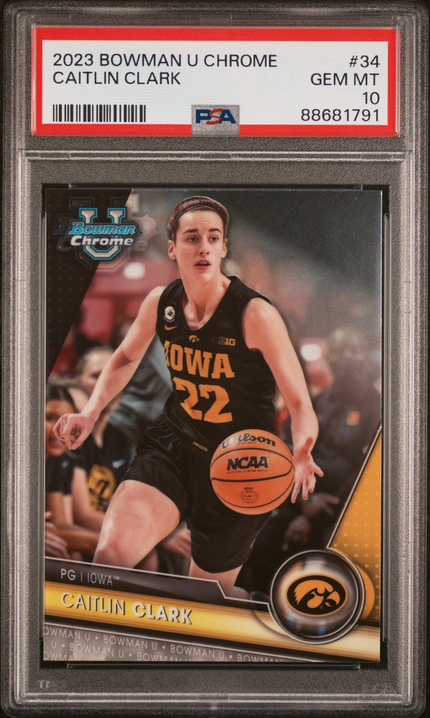 Graded 2023 Topps Bowman U Chrome Caitlin Clark #34 Rookie RC Basketball Card PSA 10 Gem Mint